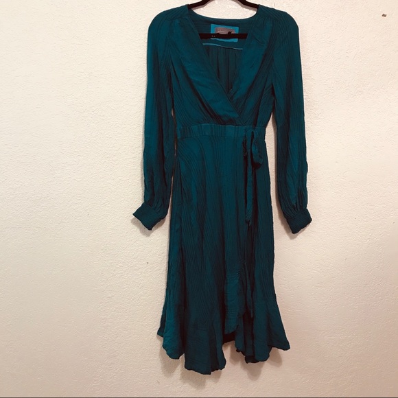 Anthropologie faux wrap midi boho dress high low - Picture 2 of 9